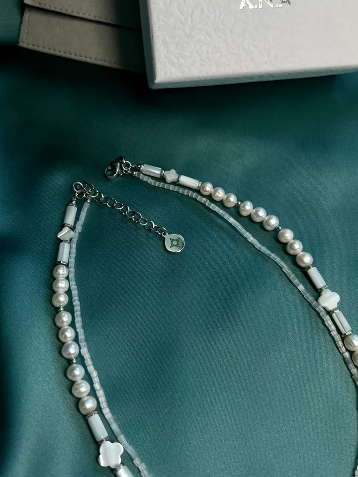 Natural Pearl Double Row Necklace LUCKY