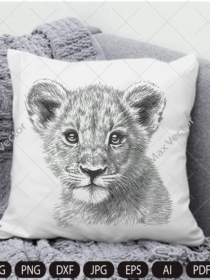 Lion cub face svg, Baby Lion svg, Nursery Decor, Safari African Animals, Lion Cub, Nursery Wall Art, Kids Printable Art