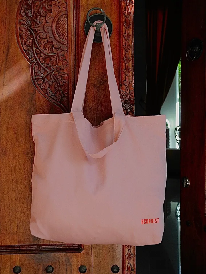 Cotton shopper embroidered bag with double strap /Summer Purse | Soft Sport Casual Everyday Bag | Pink Hedonist Purse | Designer bag
