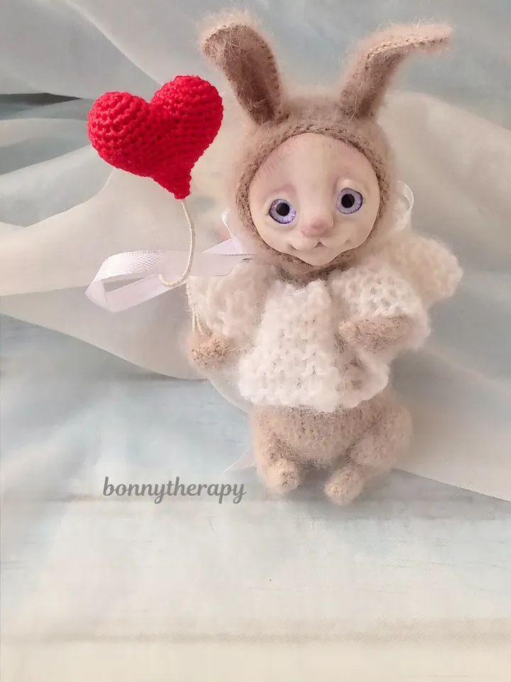 Stuffed bunny toy, small toy crochet rabbit