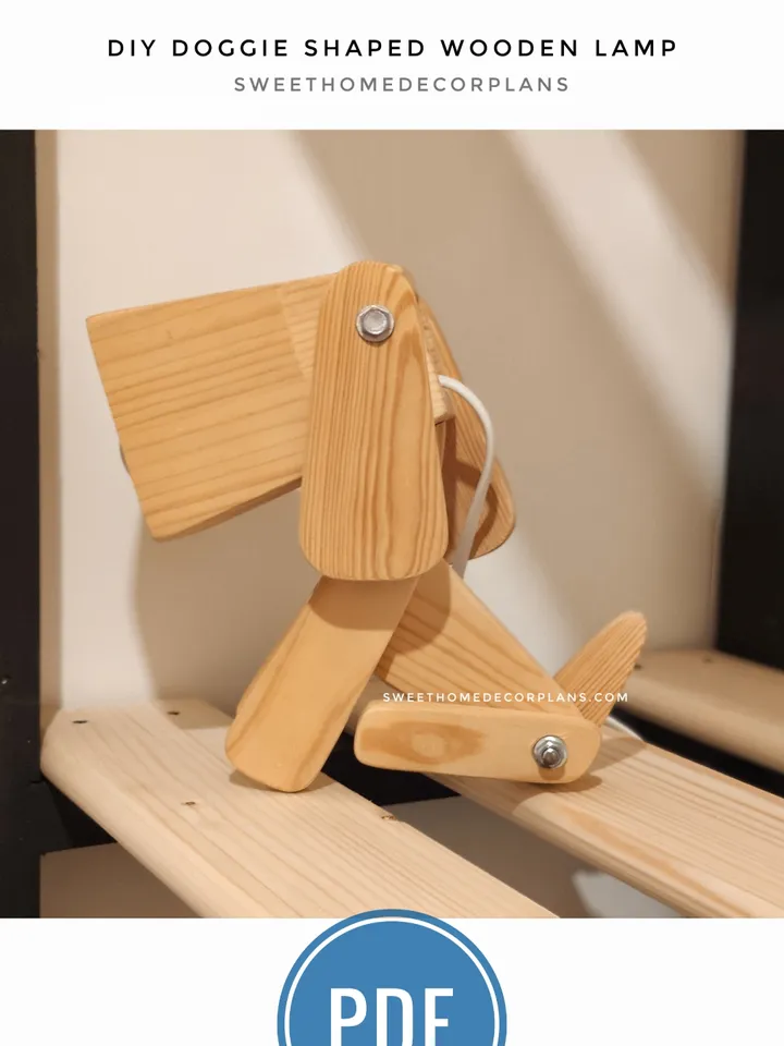Diy doggie shaped wooden lamp for kids room pdf. Nursery dog wooden lampshade tutorial. Baby table light lamp decor. Eco friendly product