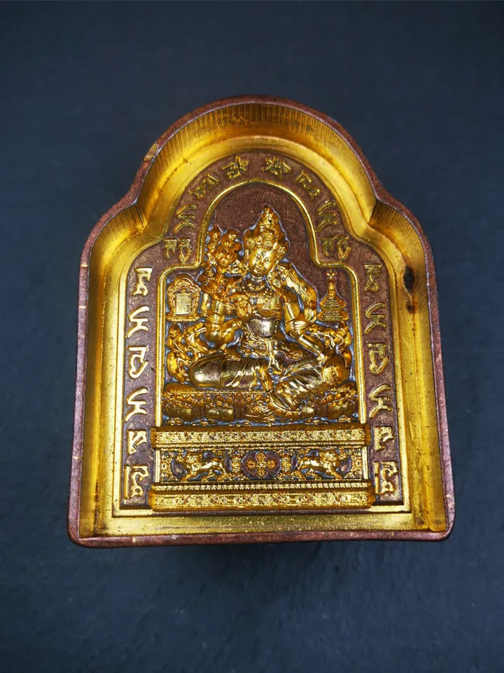 Gandhanra Handmade Tibetan Buddha Statue Tsa Tsa Mold,Green Tara with Mantra Mold,Copper Mould For Making Clay Buddha Statue,Tsha Tsha