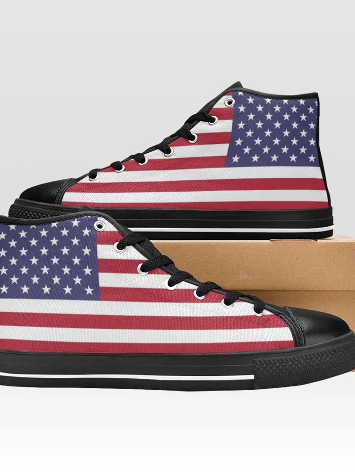 Flag of the United States of America USA Shoes, High-Top Sneakers, Handmade Footwear