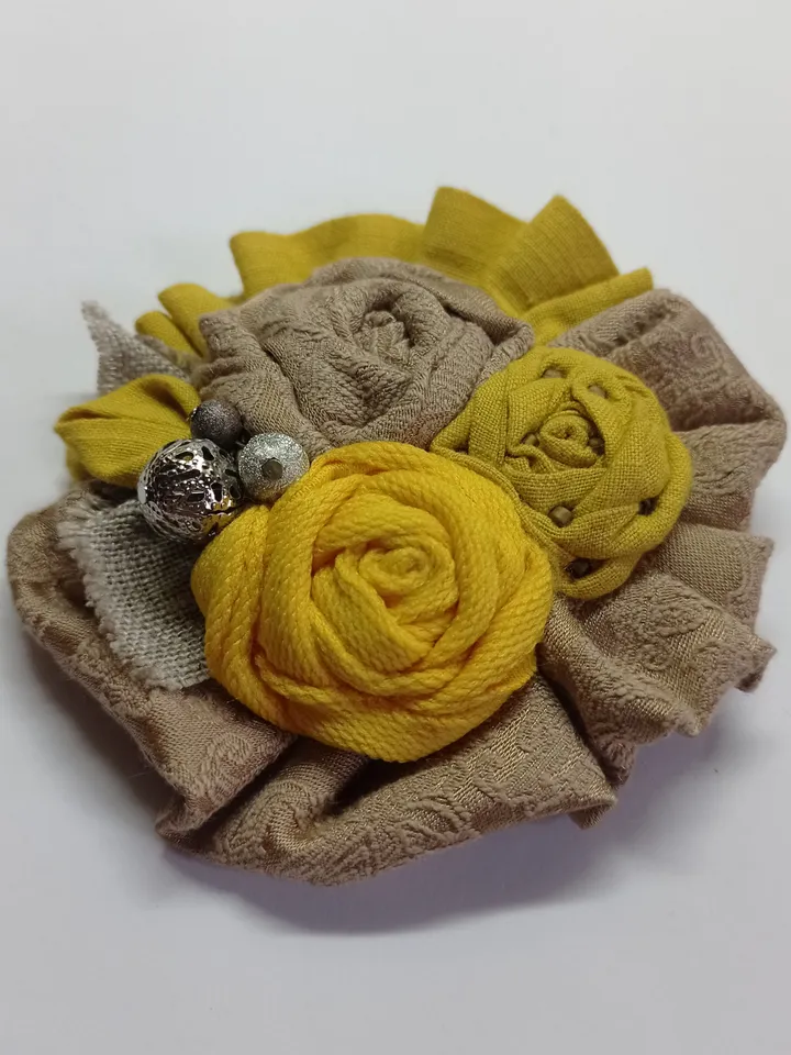 Floral Textile Brooch Pin Handmade