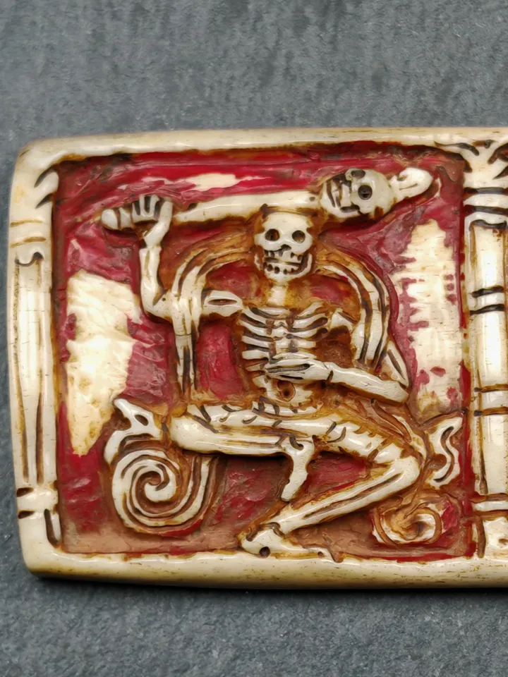 Authentic Citipati Skull Master Kapala Badge,Gandhanra Old Tibetan Amulet,13cm × 4cm