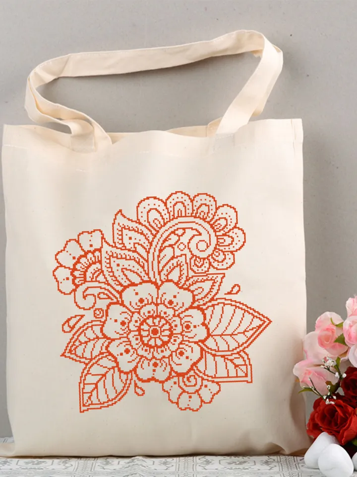 Flower mandala cross stitch pattern download PDf, Monochrome floral ornament cross stitch chart, Flowers embroidery PDF, DIY Home decor #M57