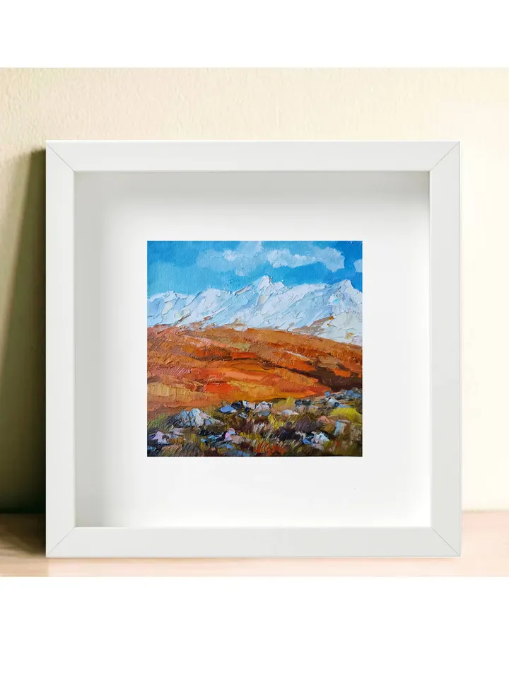 Painting Landscape Autumn Mountains Canvas on Cardboard Oil Wall Art Impasto Painting on Canvas 6 by 6 inches Original Painting by Natalia