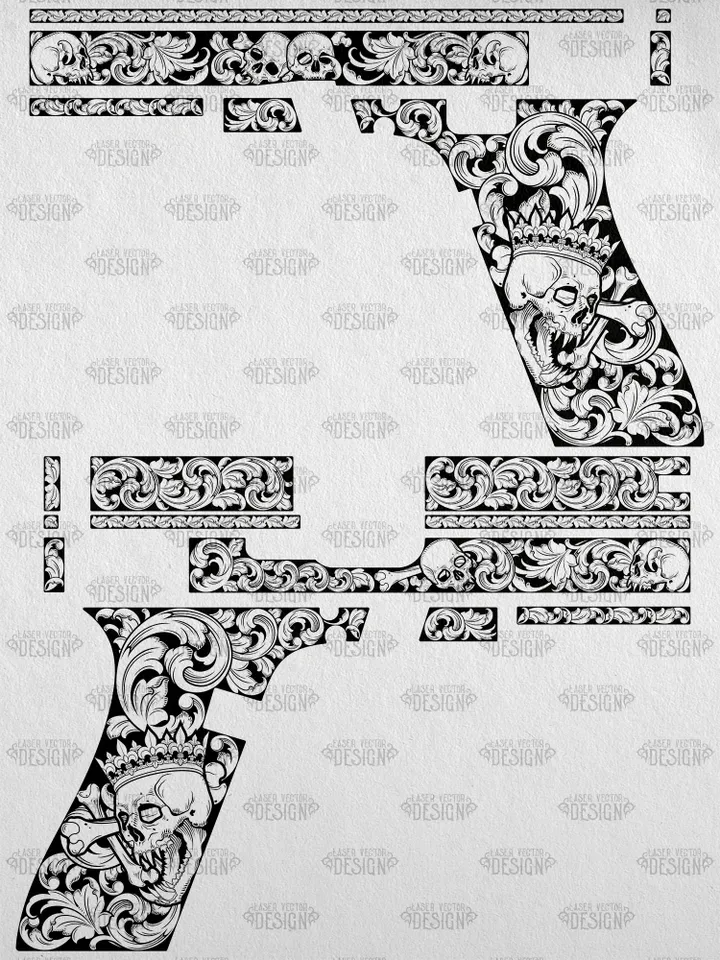 VECTOR DESIGN Glock 20 FS Skull with crown and scrolls