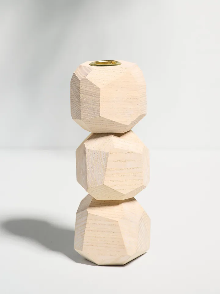White Geometric Tapered Candlestick Holder