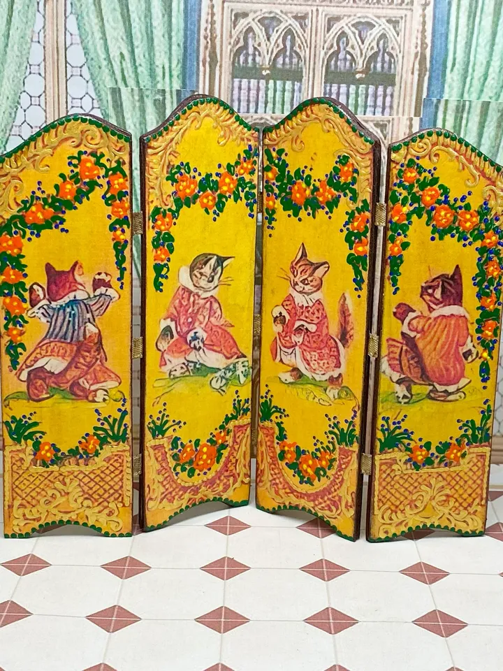 Screen for a dollhouse. 1:12. Doll furniture. Doll accessories.