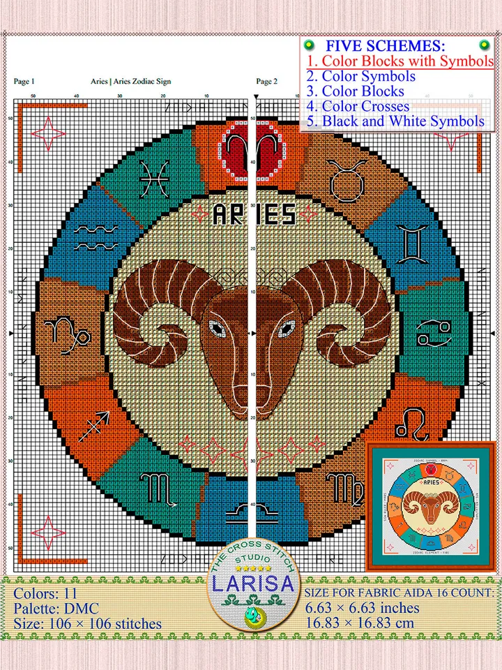 Aries Cross Stitch Pattern | Aries Zodiac Sign