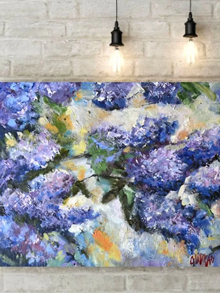 Lilac Painting Floral Original Art Lilac Flower Artwork