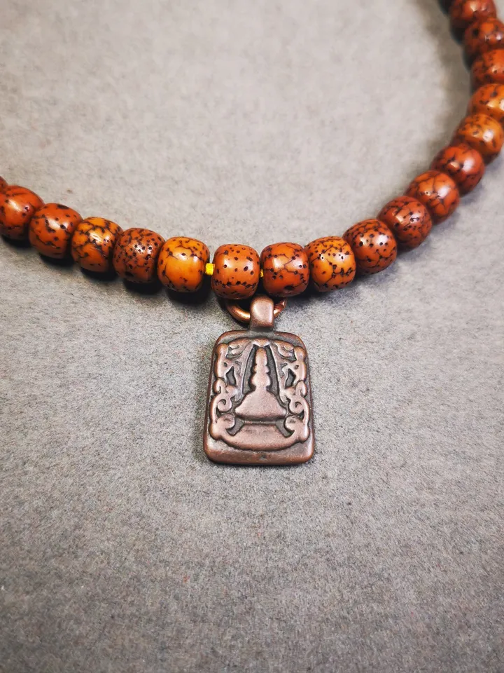 Gandhanra Handmade  Mala Counter Pendant,Stupa, Pagoda, Prayer Beads Accessories,Made of Red Copper