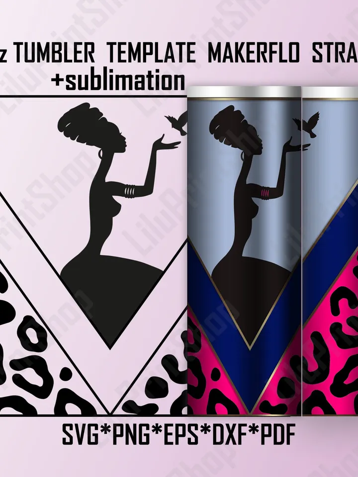Afro woman tumbler template svg for 20oz skinny Afro girl and Cheetah v split tumbler svg for straight Makerflo Digital Instant download