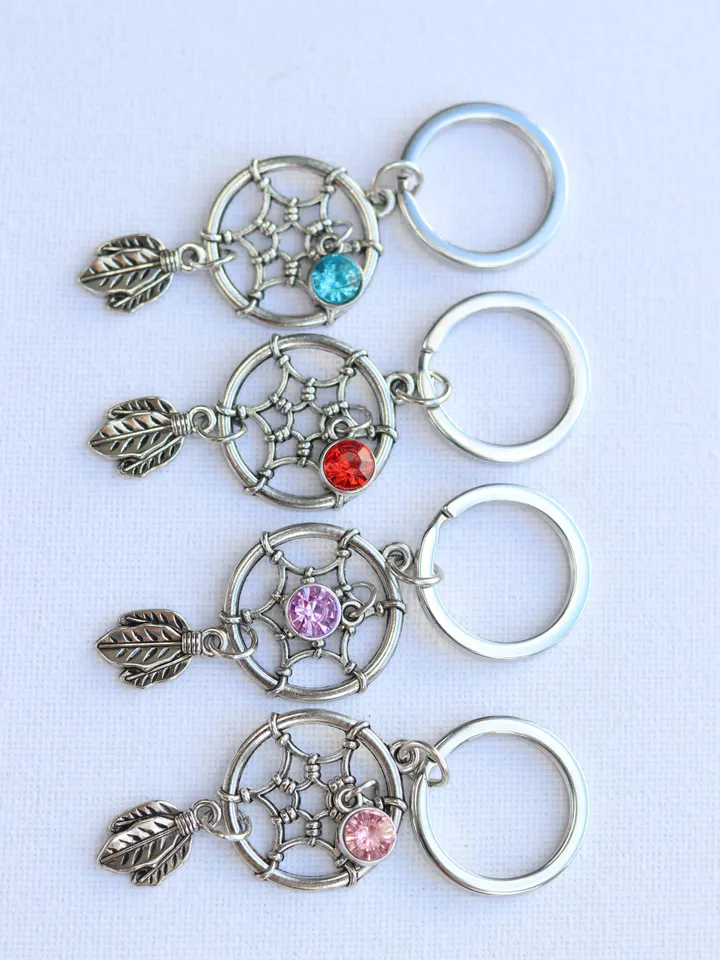 Dreamcatcher keychain spiritual keyring protection gift small metal dream catcher boho key charm