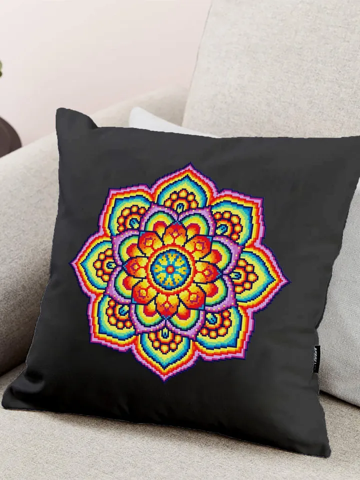 Bright mandala cross stitch pattern download PDF Colorful flower mandala ornament cross stitch chart, Mandala pattern digital PDF #M13