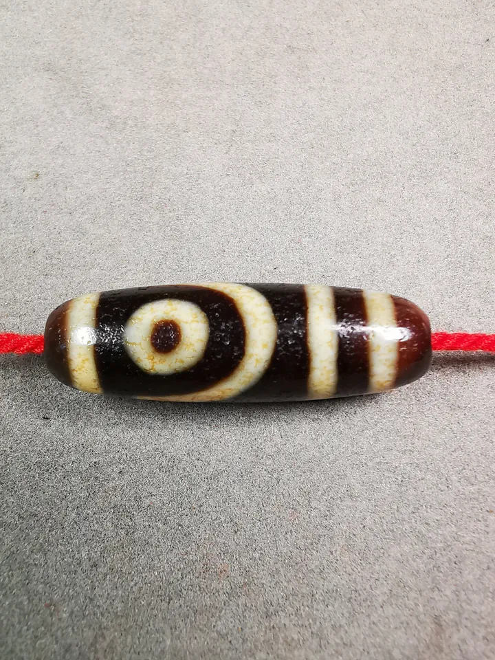 Gandhanra Tibetan 2 Eyed Dzi Bead,Tibetan Chung,Wealth Amulet,Small Size 36*11 mm