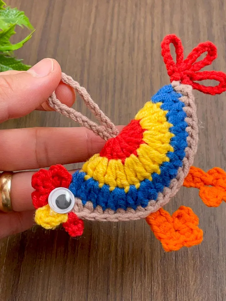 Colorful Crochet Chicken Keychain Pattern PDF - Amigurumi Farm Animal DIY Tutorial - Handmade Ornament Crochet Pattern for Beginners