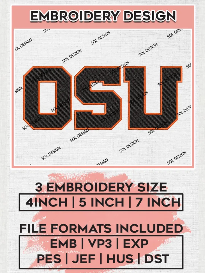 NCAA OSU Beavers Team Writing Logo Embroidery Design Files, NCAA Oregon State Beavers Machine Embroidery, NCAA Teams, Game Day, 3 sizes, NCAA Machine embroidery designs, Digital Download
