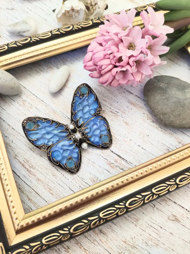 Brooch Butterfly Blue Morpho, butterfly effect, exclusive edition blue, Butterfly