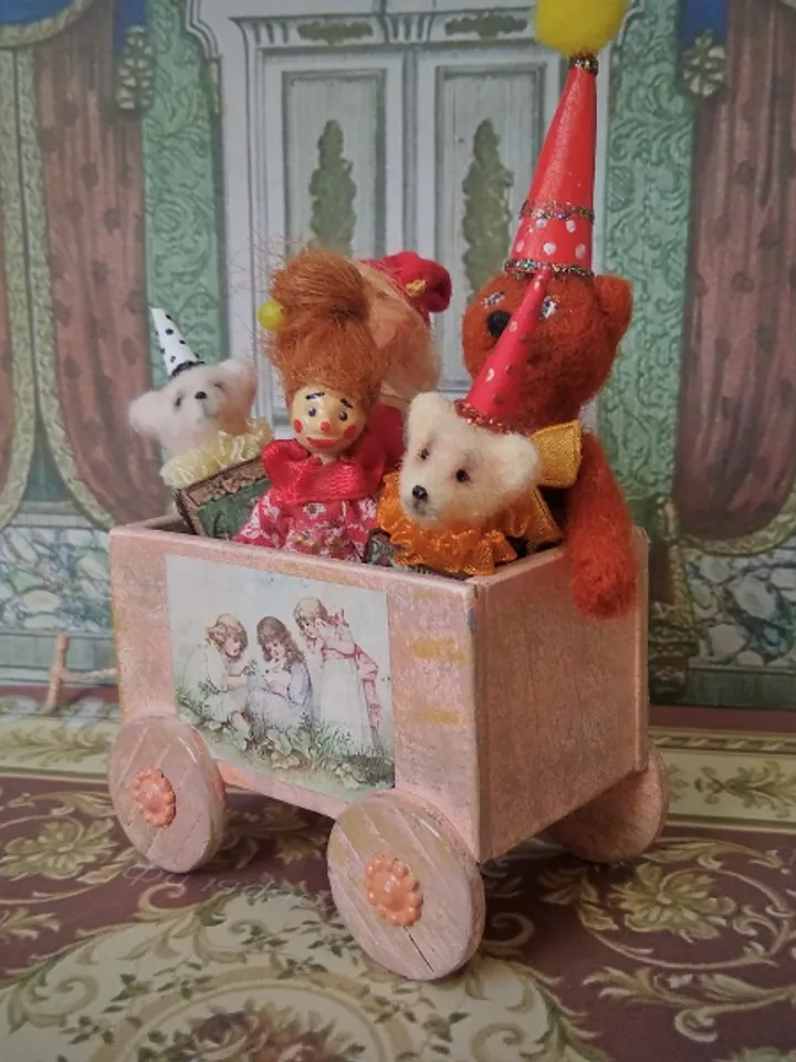 Trolley for dollhouse. Doll toy.The cart for the doll house.1:12 scale.