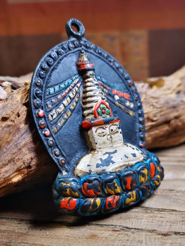 Gandhanra Antique Tibetan Buddhist Statue,Stupa Badge,Pagoda Amulet,Buddhist Tower,Made of Thokcha