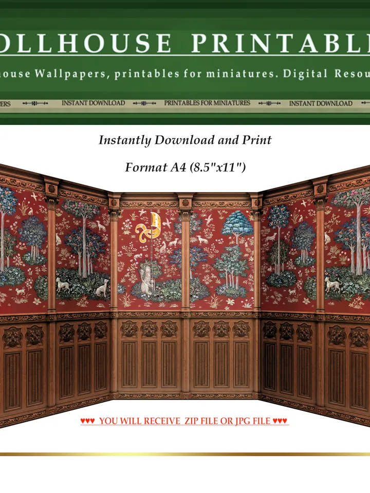 Wallpapers- Set 15-v1 | Printables for Dollhouses and Unique Miniature Projects | Digital Downloads | in Scale 1/12th