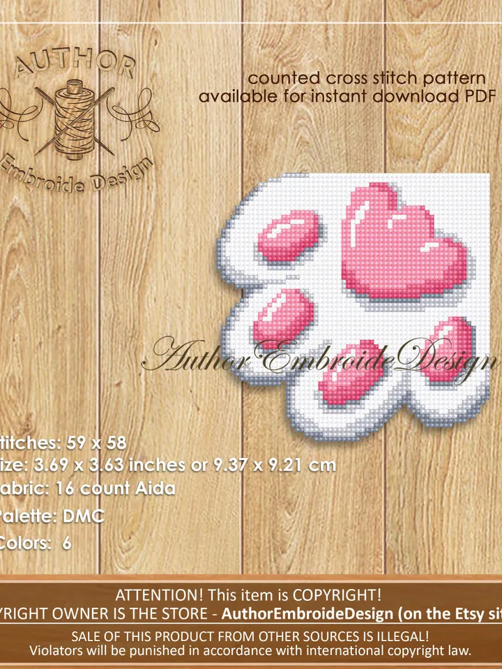 Cat Corner bookmark cross stitch pattern download PDF Cute cat paw cross stitch chart, Cat bookmark digital pattern PDF Cat lover gift #B308