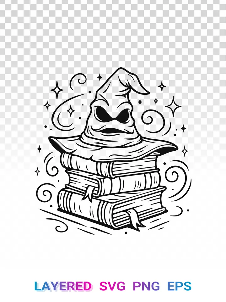 ✨ Sorting Hat SVG PNG, Harry Potter Books Cricut Clipart
