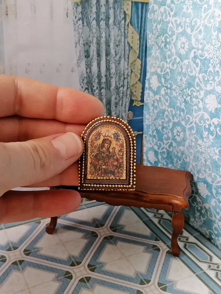 Miniature icon. Christmas icon.1:12 scale.Dollhouse miniature. Christmas. 1:12.Handmade. Ancient icon.