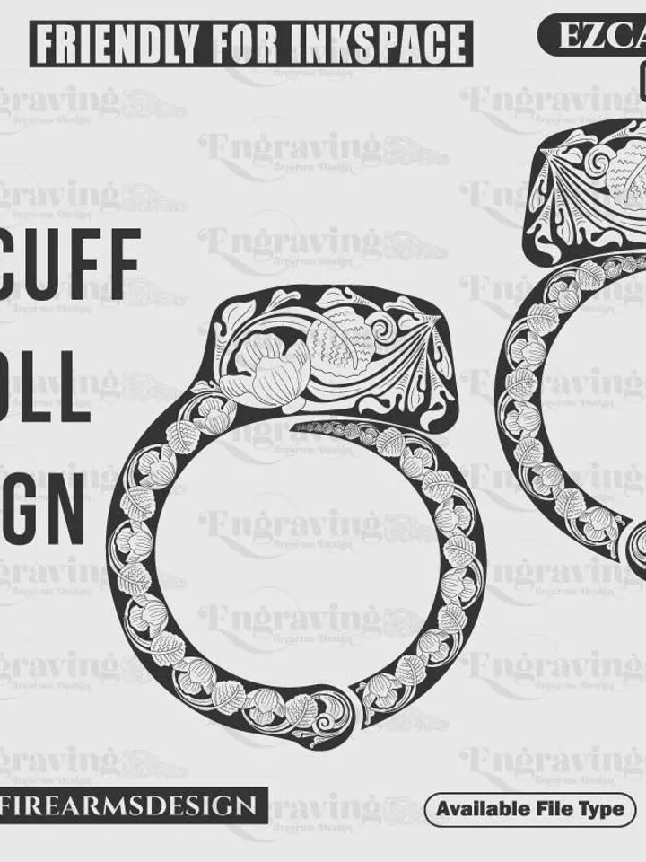 Handcuff S&W M100-1 Scroll Design svg,lasercut,laserengraving,fiberlaser,engravingfiles,laserpattern,engravingdesign,engravingpattern