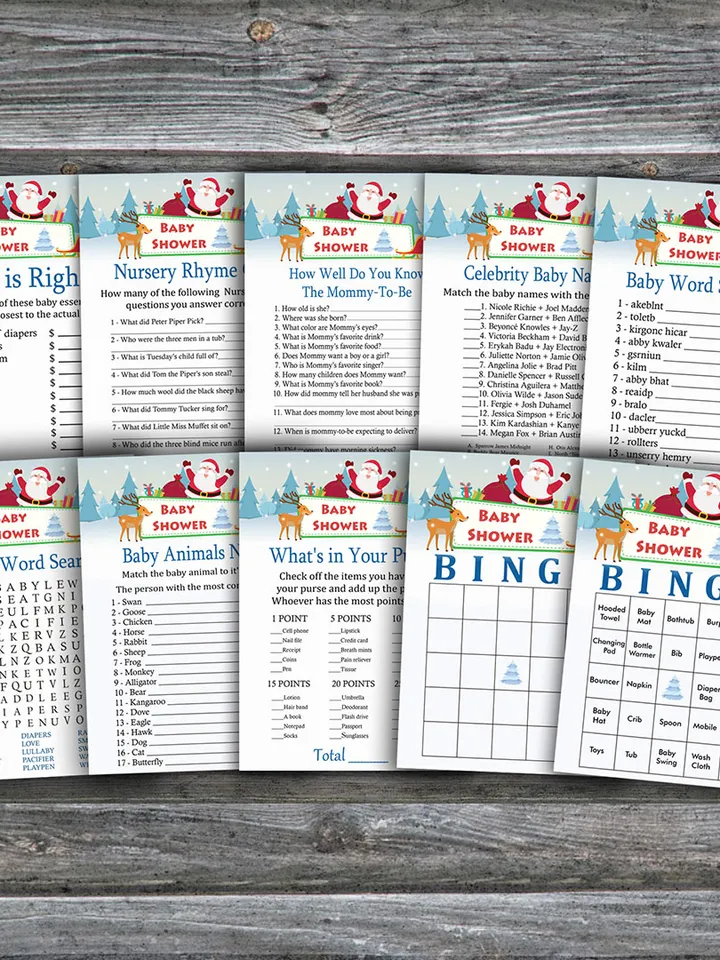 Merry christmas baby shower games bundle,Christmas Baby Shower games package,Fun Baby Shower Games,9 Printable Games-275