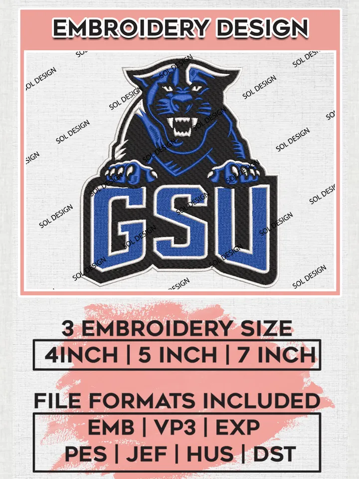 NCAA GSU Panthers College Team Head Mascot Logo Embroidery Design Files, NCAA Georgia Southern Eagles Machine Embroidery, NCAA Teams, 3 sizes, NCAA Machine embroidery designs, Digital Download