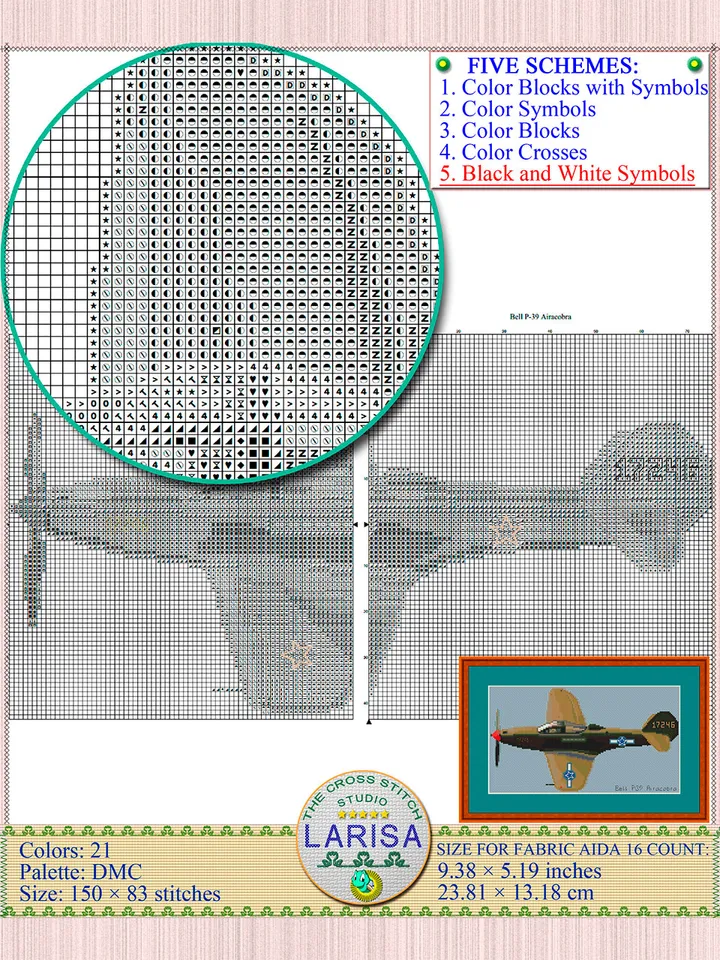 Airacobra Cross Stitch Pattern | World War II Fighter Aircraft