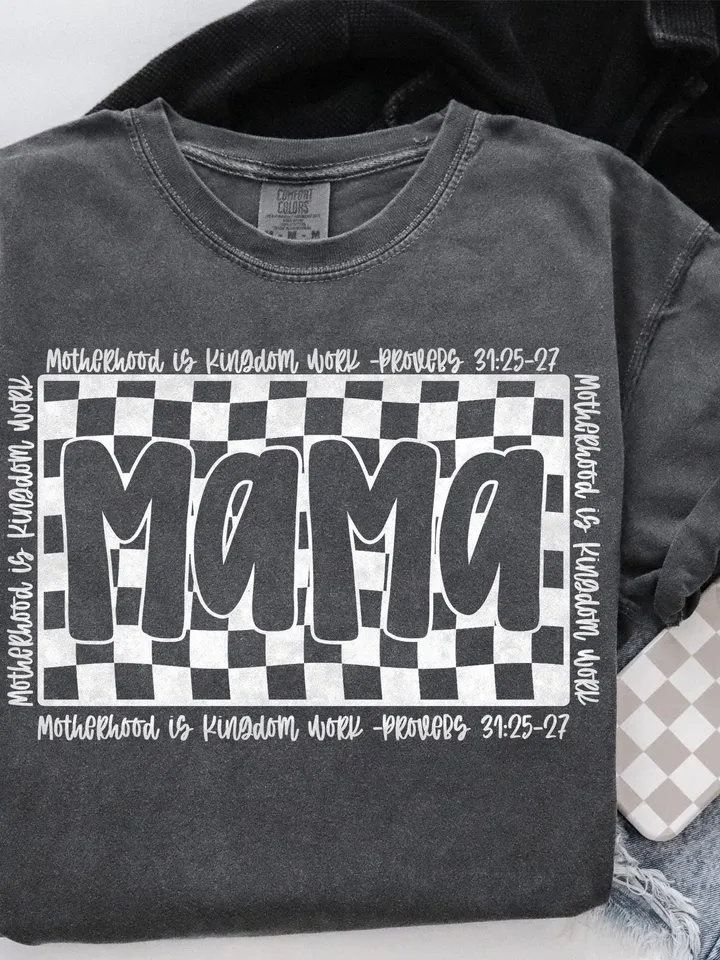 Christian Mom png, Retro Checkered Mama PNG, Motherhood is Kingdom Work png, Christian Mothers Day png, Mama Shirt Design, Christian png