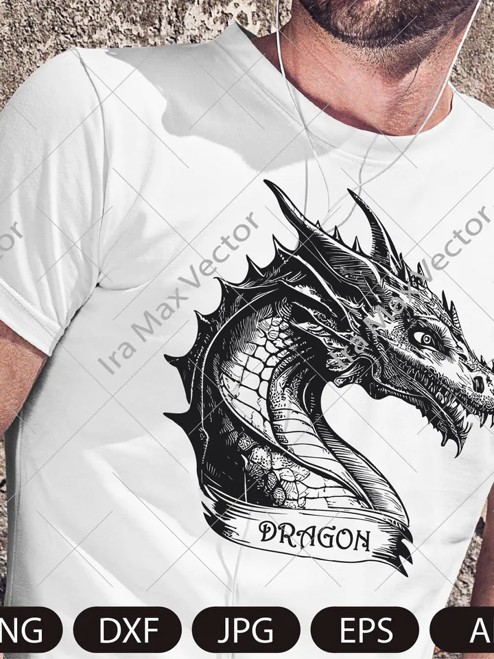 Dragon head svg, Dragon portrait svg, Dragon face svg, Dragon detailed, Dragon vector, instant digital download