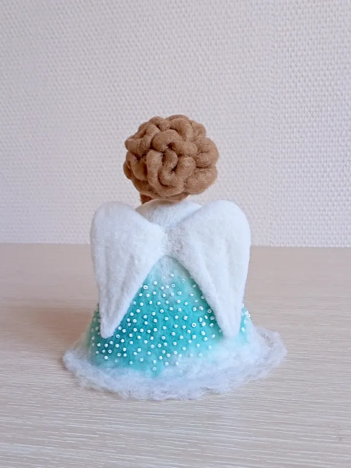 Waldorf inspired angel with cat\OOAK angel figurine\Wool needle felted magic angel art doll\Animal lovers gift\Loss pet gift\Keeper pets