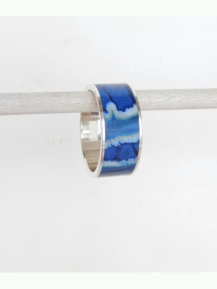 Unique ring made of silver and mammoth tooth. Exclusive gift for a man.
