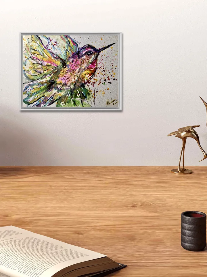 Hummingbird - Photo paper poster made from my original watercolour painting,colourful bird painting wall art