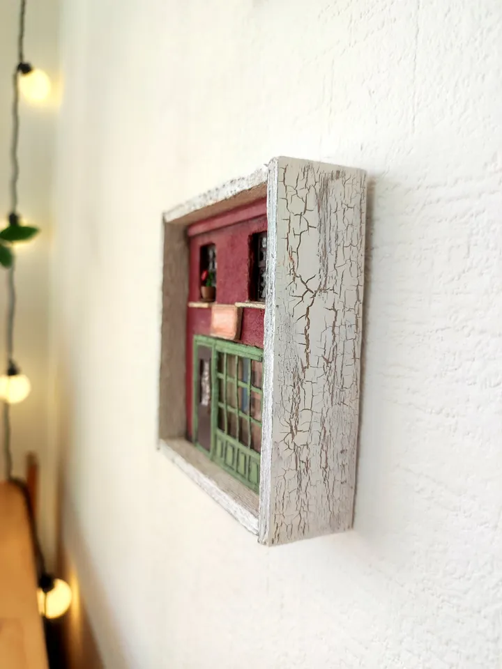 Shadow box 3D painting miniature on the wall Old Confectionery