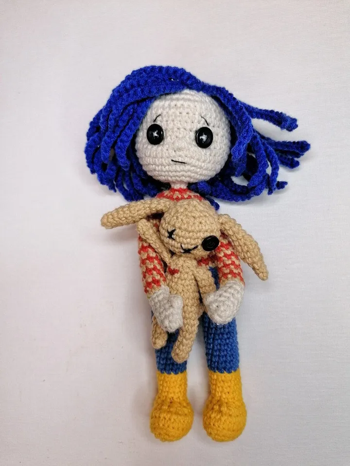 PDF Coraline doll crochet pattern, button eyes doll, Crochet pattern voodoo, voodoo doll, Halloween amigurumi pattern, voodoo bunny pattern