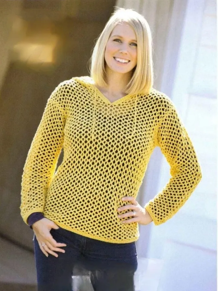 Mesh sweater crochet pattern, mesh hoodie pattern, easy crochet pattern sweater pdf instant download