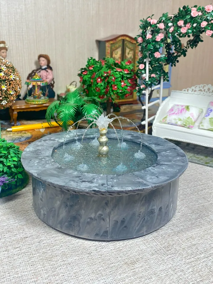 Fountain for a dollhouse. 1.12.Handmade. Lightweight, beautiful fountain for a doll park.