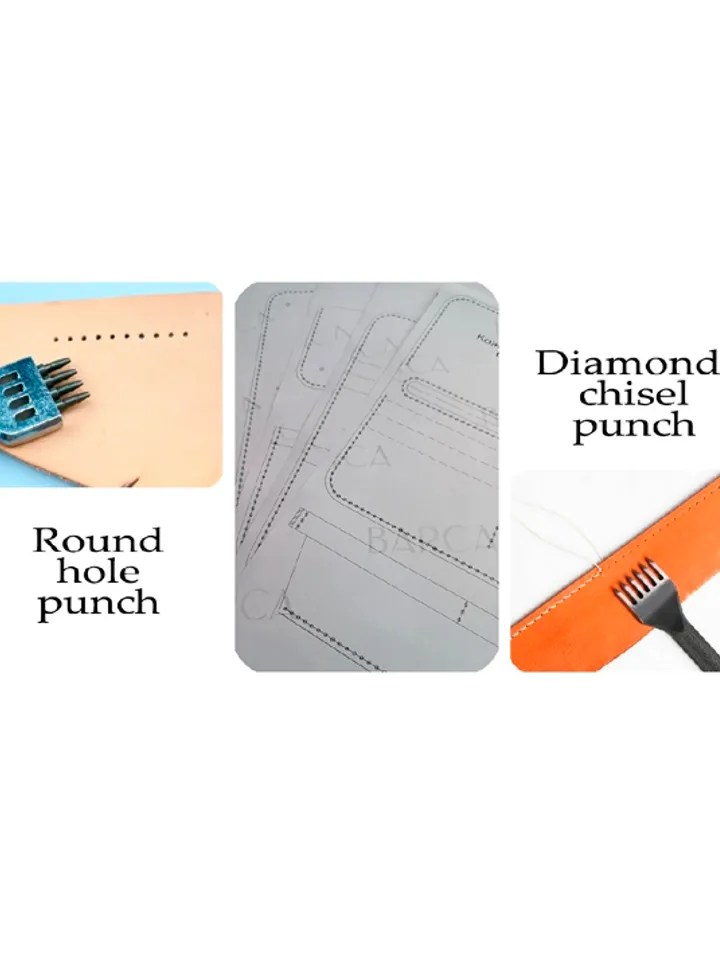 Pattern of a mini women's wallet - Pattern of a leather wallet - Download PDF & video TUTORIAL. Punch pitch 5 mm.