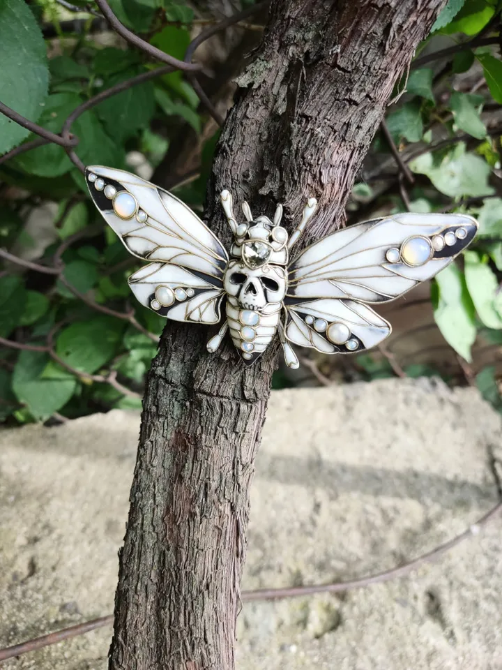 Moth brooch, Gothic moth, Moth jewel, Gothic Moth pin, Art Deco brooch