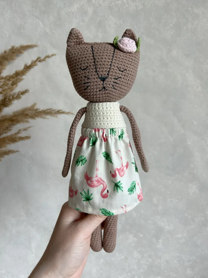 Crochet cat toy, stuffed animal toy, cat toy, amigurumi toy cat