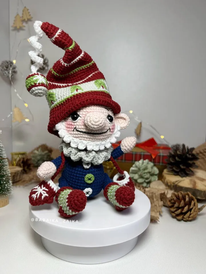 PDF Crochet Pattern Christmas Cute Gnome doll, Santa Gnome, Christmas ornaments, Christmas Decor, Christmas Toy, Scandinavian Gnome