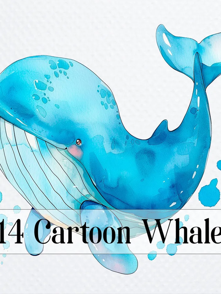 14 Cartoon Whale PNG Clipart, Whale Illustration, Printable Watercolor  Cartoon Whale png for sublimation, Whale  Paper craft, junk journal