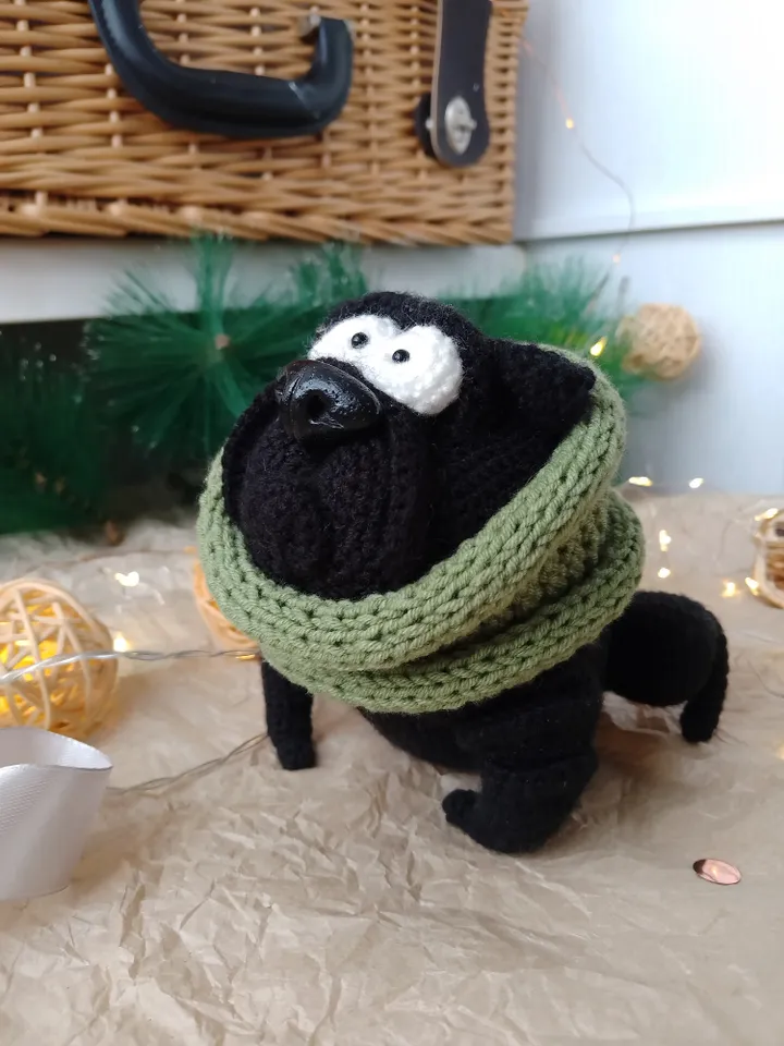 Black pug stuffed toy/ Best original gift for dog lover/ Big soft pug toy for home decor and gift