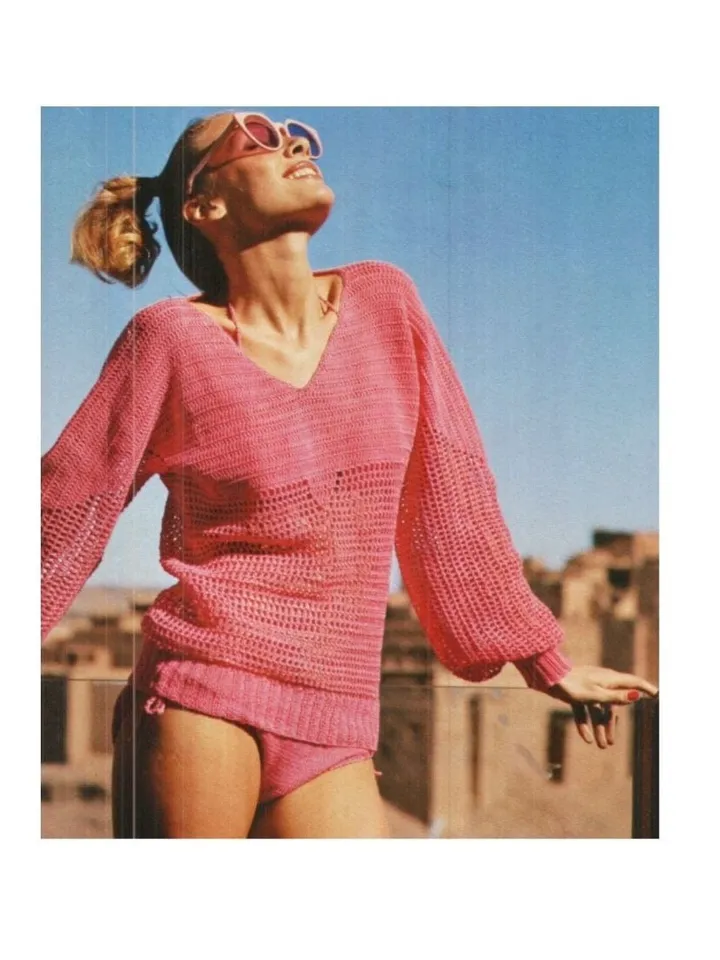 Summer sweater crochet pattern, pullover crochet women ladies, mesh sweater crochet easy instant download